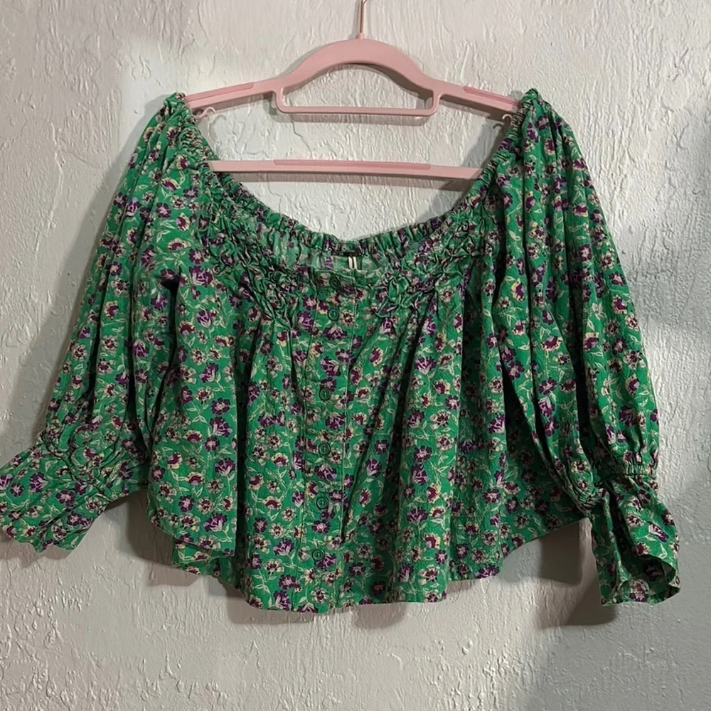 Free People Floral James Smock Top